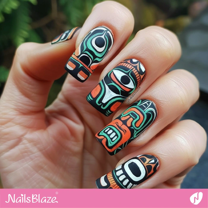 Haida Gwaii Matte Nails | Tribal Nails - NB4596